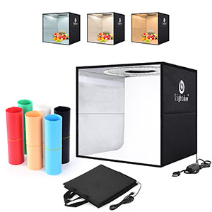 Lightdow Photo Studio Light Box Photography with Desktop Tripod & 120 LEDs (CRI>95), 6 Backdrops - Portable/Dimmable Folding Shooting Tents for Toys/Jewelry/Watches/Cosmetics