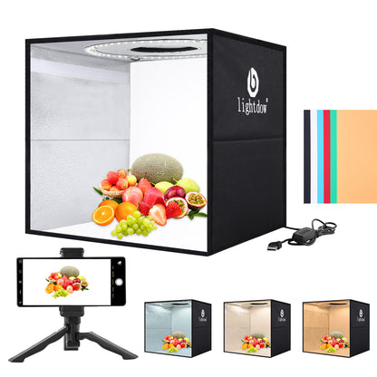 Lightdow Photo Studio Light Box Photography with Desktop Tripod & 120 LEDs (CRI>95), 6 Backdrops - Portable/Dimmable Folding Shooting Tents for Toys/Jewelry/Watches/Cosmetics