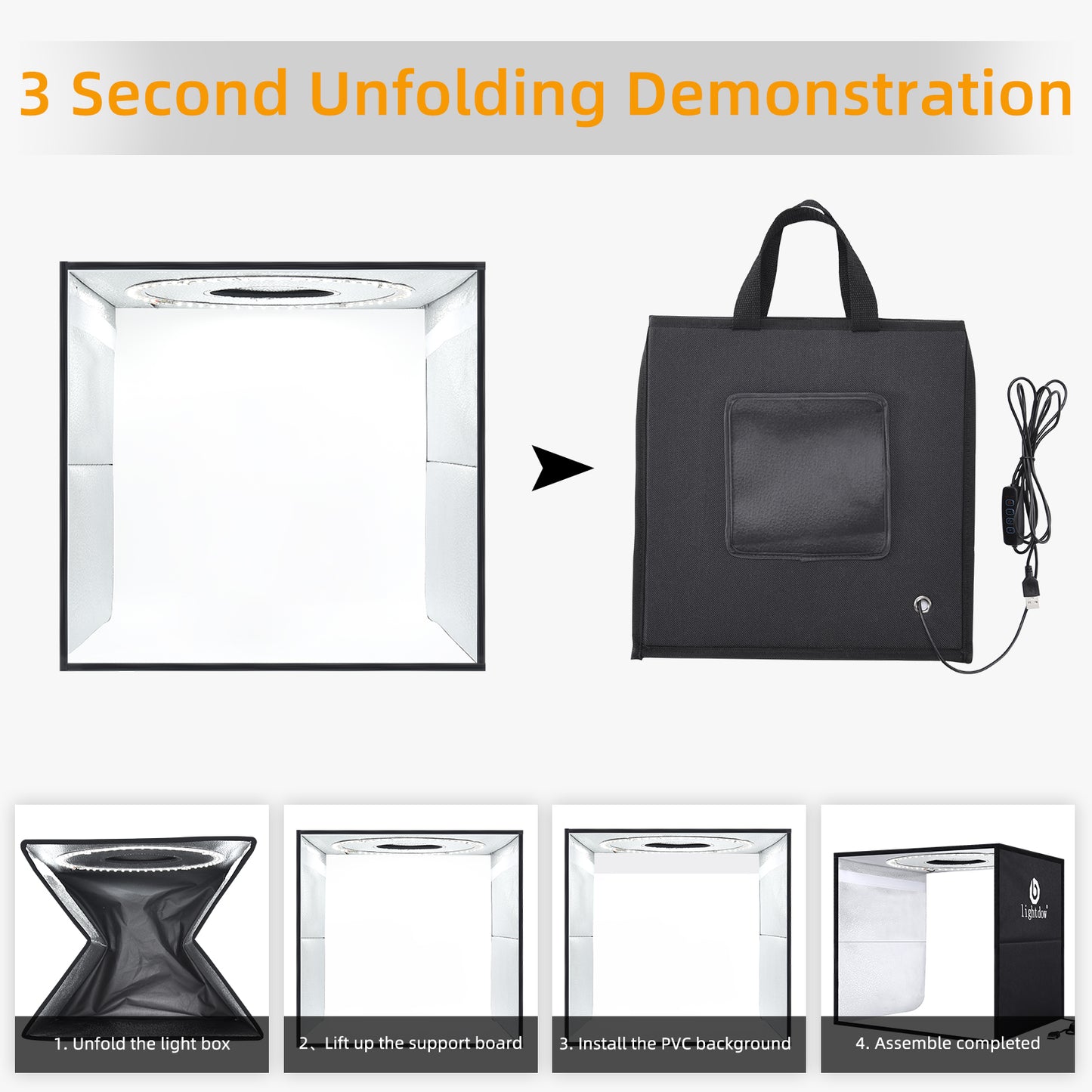 Lightdow Photo Studio Light Box Photography with Desktop Tripod & 120 LEDs (CRI>95), 6 Backdrops - Portable/Dimmable Folding Shooting Tents for Toys/Jewelry/Watches/Cosmetics