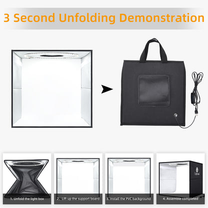 Lightdow Photo Studio Light Box Photography with Desktop Tripod & 120 LEDs (CRI>95), 6 Backdrops - Portable/Dimmable Folding Shooting Tents for Toys/Jewelry/Watches/Cosmetics
