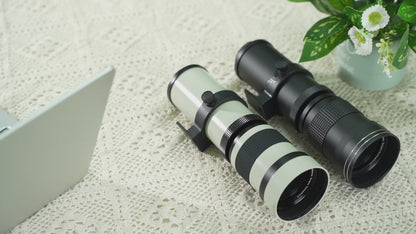 Lightdow 420–800 mm f/8,3 Super-Teleobjektiv mit manuellem Zoom + T-Mount-Adapterring für Canon EOS Rebel-Kameras